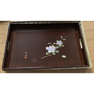お盆　トレイ　昭和レトロ　花柄(テーブル用品)