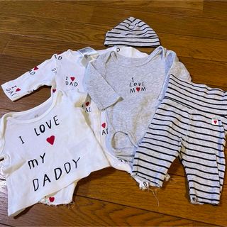 エイチアンドエム(H&M)のbaiya低体重児ベビー小さい新生児4550H&M帽子ロンパースズボン半袖(ロンパース)