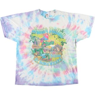 フルーツオブザルーム(FRUIT OF THE LOOM)の古着 フルーツオブザルーム FRUIT OF THE LOOM HEAVY cotton  Jimmy Buffett ジミー バフェット タイダイ柄 バンドTシャツ バンT メンズXL /eaa431635(Tシャツ/カットソー(半袖/袖なし))