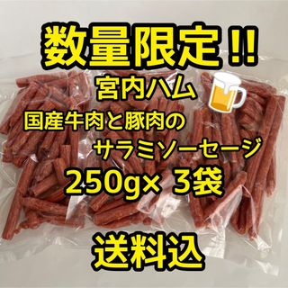 数量限定　大人気‼️宮内ハム　国産牛肉と豚肉のサラミソーセージ250g✖︎3袋(その他)