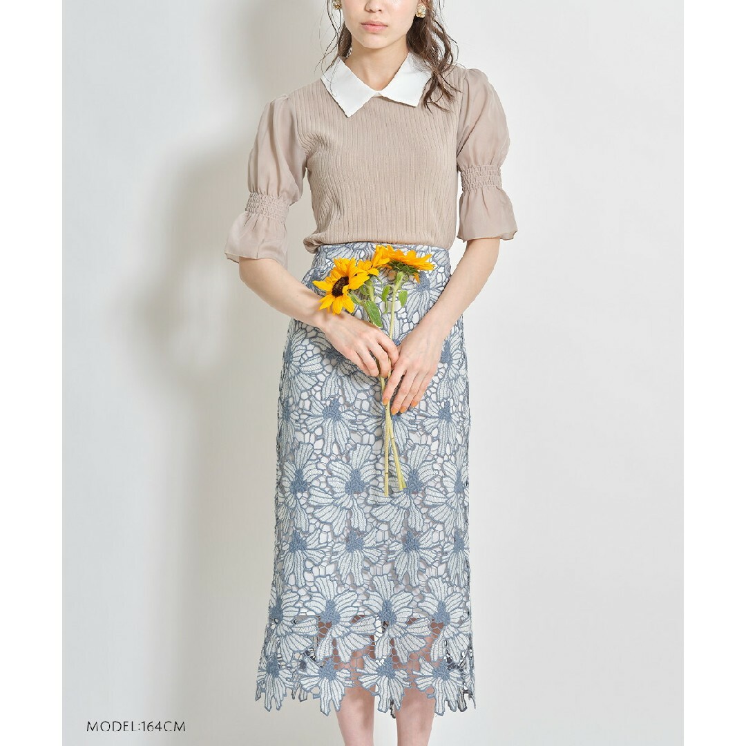 TOCCO closet(トッコクローゼット)の《tocco closet》襟付シャーリングシアースリーブ切替リブカットトップス レディースのトップス(カットソー(半袖/袖なし))の商品写真