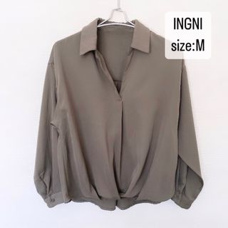 INGNI   裾タックトロミスキッパーシャツ　カーキ　M