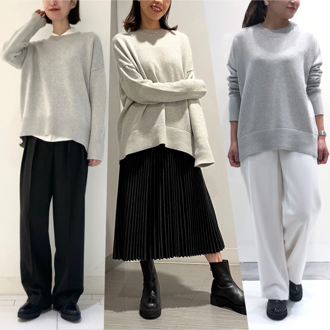 theory(セオリー)のTheory 23AW完売 コットンカシミア ラインステッチ クルーネックニット レディースのトップス(ニット/セーター)の商品写真