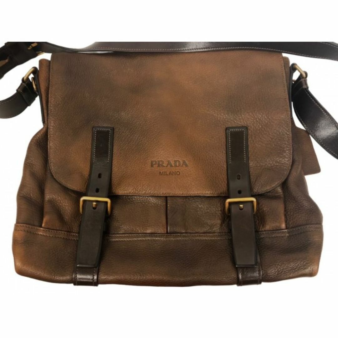 PRADA(プラダ)のプラダ 斜め掛け レザー ショルダーバッグ 鹿革 ディアスキン メンズのバッグ(ショルダーバッグ)の商品写真