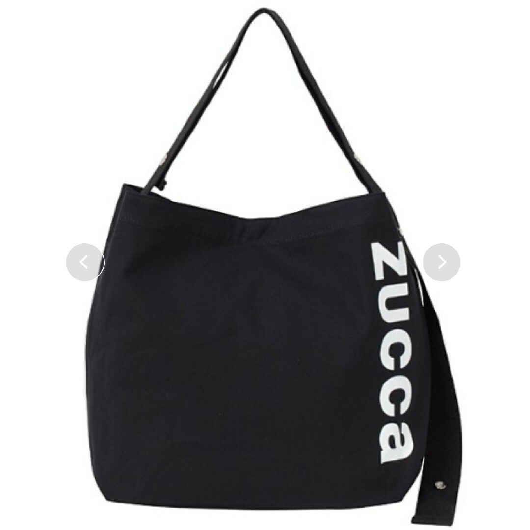 ZUCCa(ズッカ)のzucca ロゴ ショルダーバッグ キャンバス生地 ブラック ☆ 美品 中古 レディースのバッグ(ショルダーバッグ)の商品写真