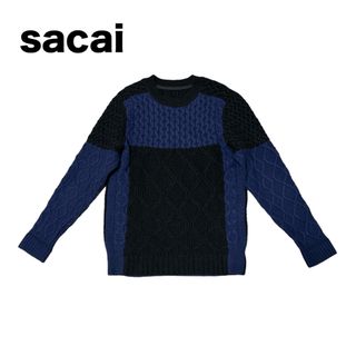 sacai - sacai サカイ 15AW ウール切替 ニット セーター 