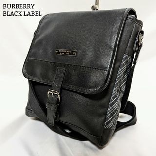 BURBERRY BLACK LABEL - バーバリーブラックレーベル ショルダーバッグ ノバチェック 本革 ナイロン 黒