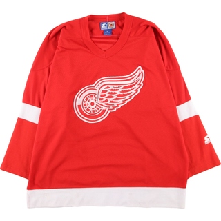 古着 90年代 スターター Starter NHL DETROIT RED WINGS デトロイトレッドウィングス Vネック ゲームシャツ ホッケーシャツ メンズXL ヴィンテージ /eaa413820(Tシャツ/カットソー(半袖/袖なし))