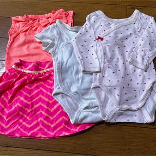 プチバトー(PETIT BATEAU)のbaiya6050女の子新生児ロンパーススカート蛍光カラープチバトーH&M半袖(ロンパース)