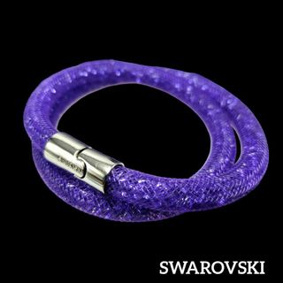 スワロフスキー(SWAROVSKI)の【美品】SWAROVSKI スターダスト チョーカー 2重ブレス ブルーパープル(ブレスレット/バングル)