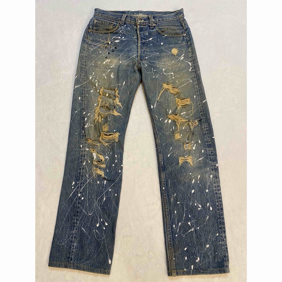 vintageking希少 Levi's 501xx USA製 ヴィンテージ クラッシュ デニム