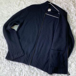 シーケーカルバンクライン(ck Calvin Klein)のカルバンクライン　ジップアップ　ドライバーズニット　ニットジャケット　黒　XL(ニット/セーター)