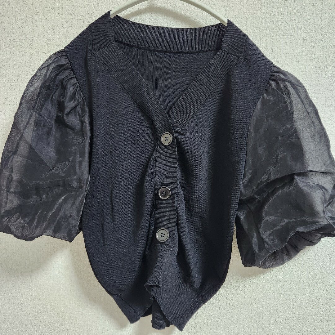 GRL(グレイル)のGRL トップス異素材ボリュームスリーブニットトップス[ac1914] M レディースのトップス(Tシャツ(半袖/袖なし))の商品写真