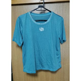 シマムラ(しまむら)のレディース　Tシャツ　ラメ　グリーン　半袖　春夏　トップス　古着　下北沢　高円寺(Tシャツ(半袖/袖なし))