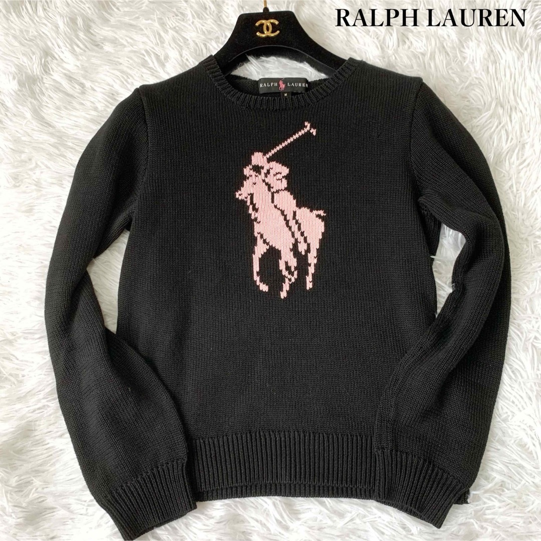 Ralph Lauren(ラルフローレン)の【美品】ラルフローレン ビッグポニーコットンニット Mサイズ コットン レディースのトップス(ニット/セーター)の商品写真