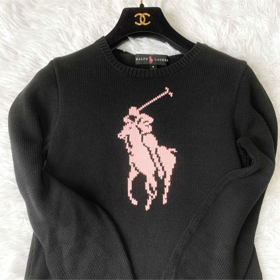 Ralph Lauren(ラルフローレン)の【美品】ラルフローレン ビッグポニーコットンニット Mサイズ コットン レディースのトップス(ニット/セーター)の商品写真