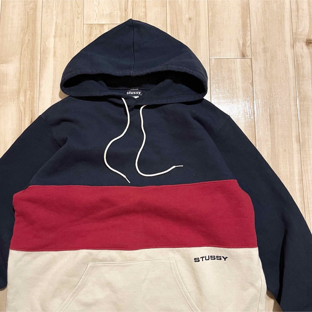 STUSSY(ステューシー)の激レア！90’s OLD STUSSY “TRICOLOR” HOODIE メンズのトップス(パーカー)の商品写真