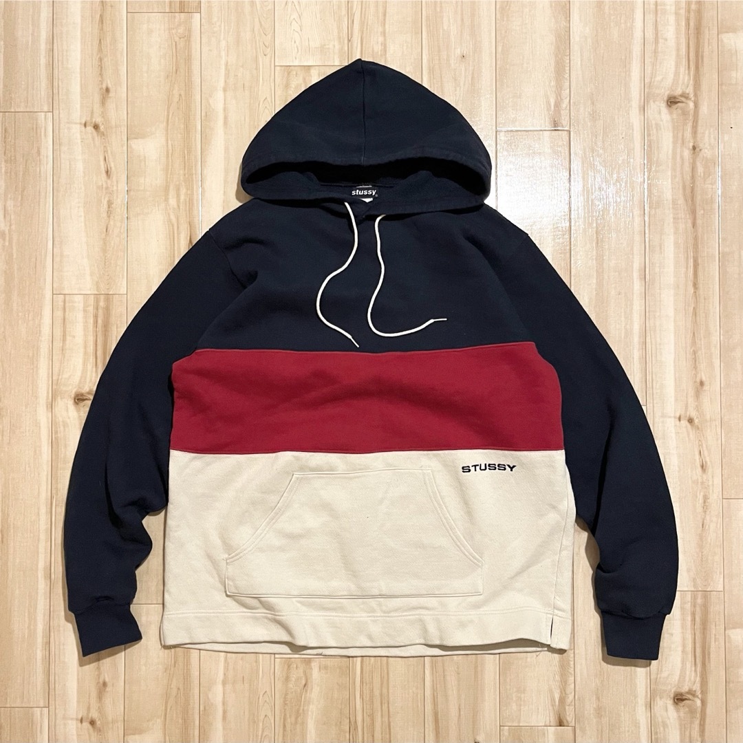 STUSSY(ステューシー)の激レア！90’s OLD STUSSY “TRICOLOR” HOODIE メンズのトップス(パーカー)の商品写真