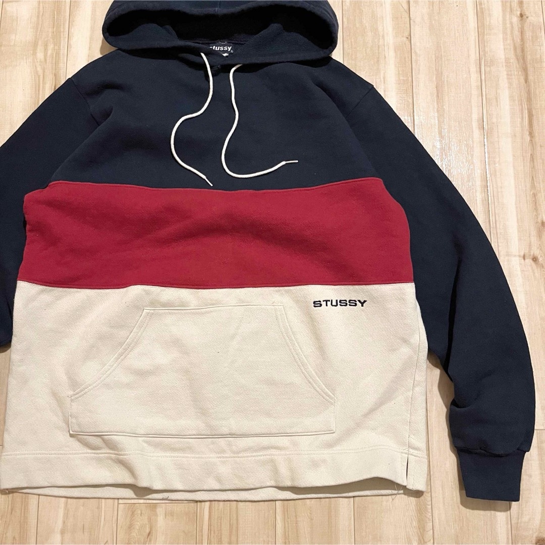 STUSSY(ステューシー)の激レア！90’s OLD STUSSY “TRICOLOR” HOODIE メンズのトップス(パーカー)の商品写真