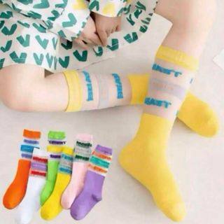 ENDO SOCKS  BEASTロゴ透け透けデザイン可愛い子供ハイソックス(靴下/タイツ)