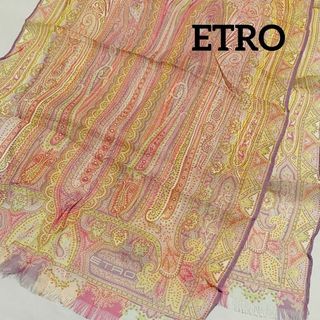 エトロ(ETRO)の★ETRO★ ロングスカーフ シフォン ペイズリー柄 シルク ピンク(バンダナ/スカーフ)