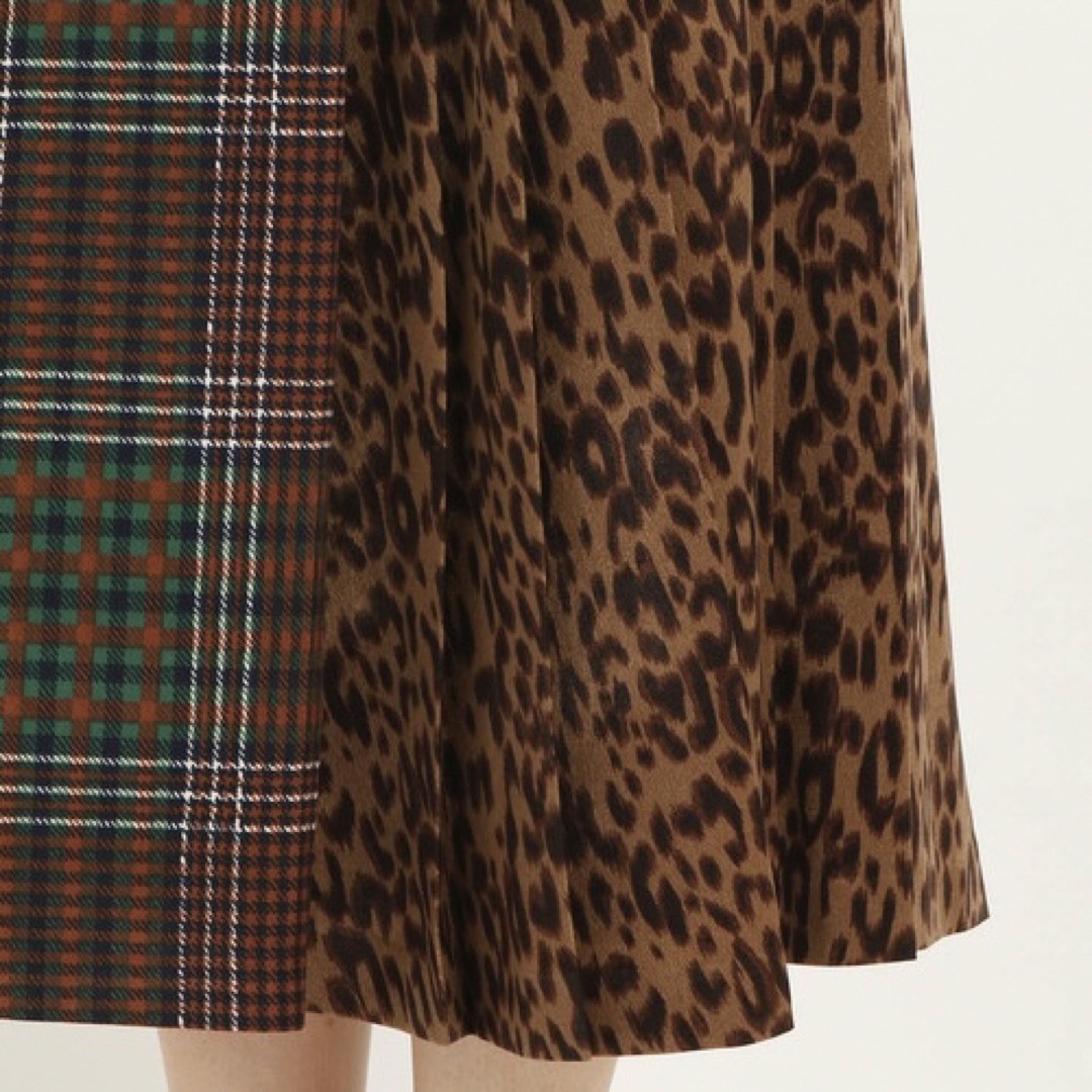 STRAWBERRY-FIELDS(ストロベリーフィールズ)の美品！ストロベリーフィールズ　定価1.7万　チェック　豹柄　ロングスカート　ML レディースのスカート(ロングスカート)の商品写真