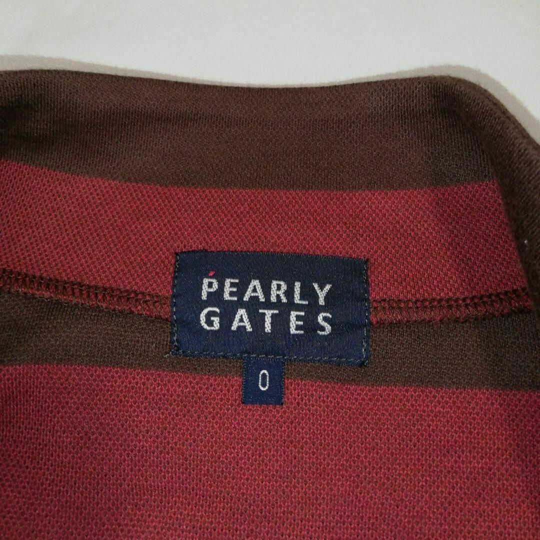 PEARLY GATES(パーリーゲイツ)のパーリーゲイツ モックネックシャツ ゴルフウェア ハーフジップ ブラウン レッド スポーツ/アウトドアのゴルフ(ウエア)の商品写真