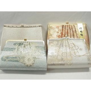 平和屋1■和装小物　バッグまとめて4点セット　佐賀錦　御所車花文　鼓花文　片輪車花文　金銀糸　逸品　未使用あり　CAAA3528th(和装小物)