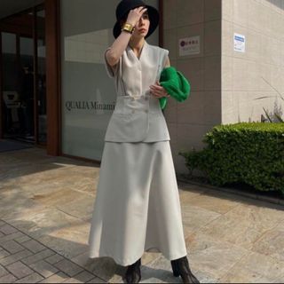 アメリヴィンテージ(Ameri VINTAGE)のAMERI SHOULDER PADDED PEPLUM DRESS(ロングワンピース/マキシワンピース)