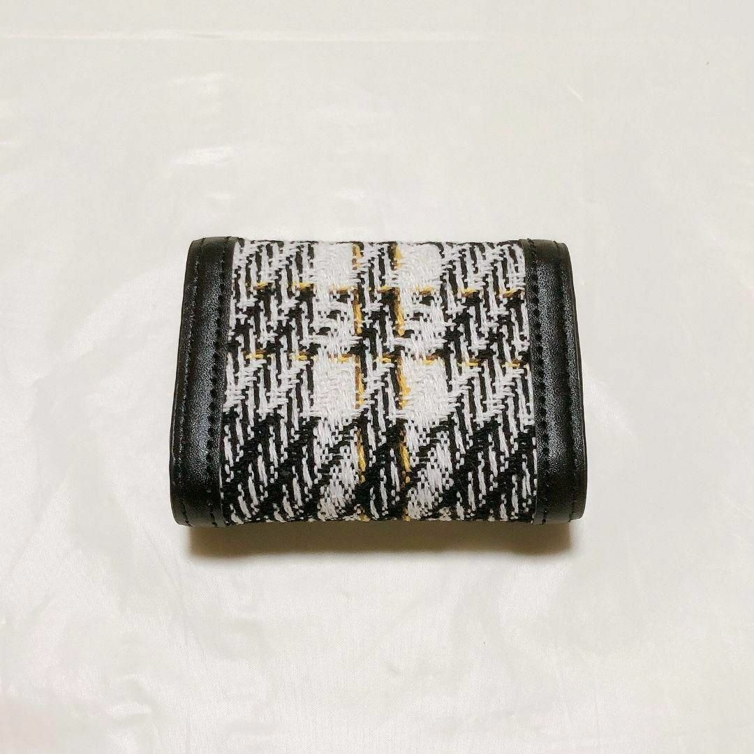 ミニ 財布 千鳥格子 カードケース 小銭入れ コインケース 収納 ブラック レディースのファッション小物(財布)の商品写真
