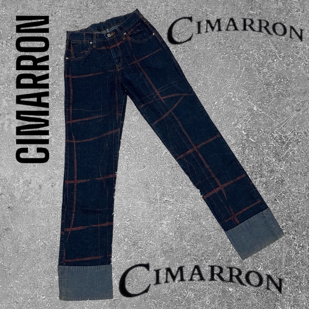 CIMARRON(シマロン)のCIMARRON　シマロン　折り返し　ストレッチデニム　ラメデザイン　S レディースのパンツ(デニム/ジーンズ)の商品写真