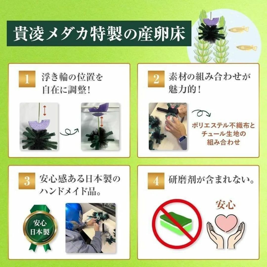 【貴凌めだか】 特別製 産卵床 10個入 メダカ 卵 黒玉ボール チュール生地 その他のペット用品(アクアリウム)の商品写真