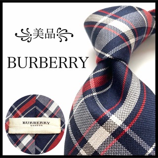 BURBERRY - ꧁美品꧂ バーバリー ネクタイ ノバチェック ホース ネイビー ブルー レッド