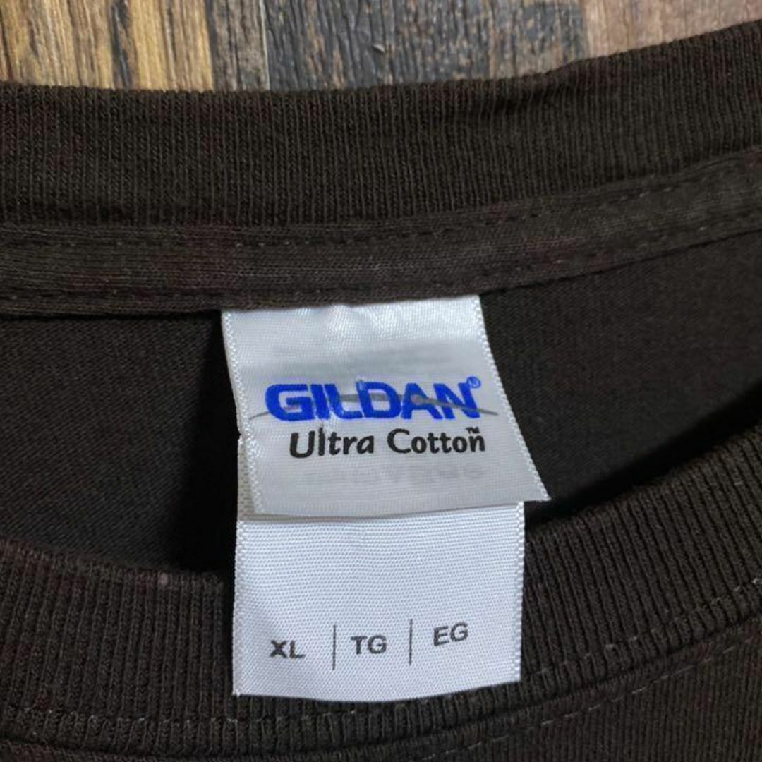 GILDAN(ギルタン)のギルダン Tシャツ ブラウン ボストン バックプリント USA古着 半袖 メンズ メンズのトップス(Tシャツ/カットソー(半袖/袖なし))の商品写真