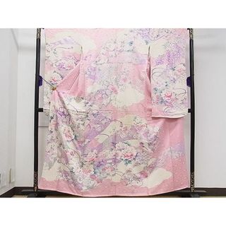 平和屋野田店■豪華振袖　駒刺繍　絞り　御所車吉祥花文　銀彩　逸品　CAAA7574ch(振袖)