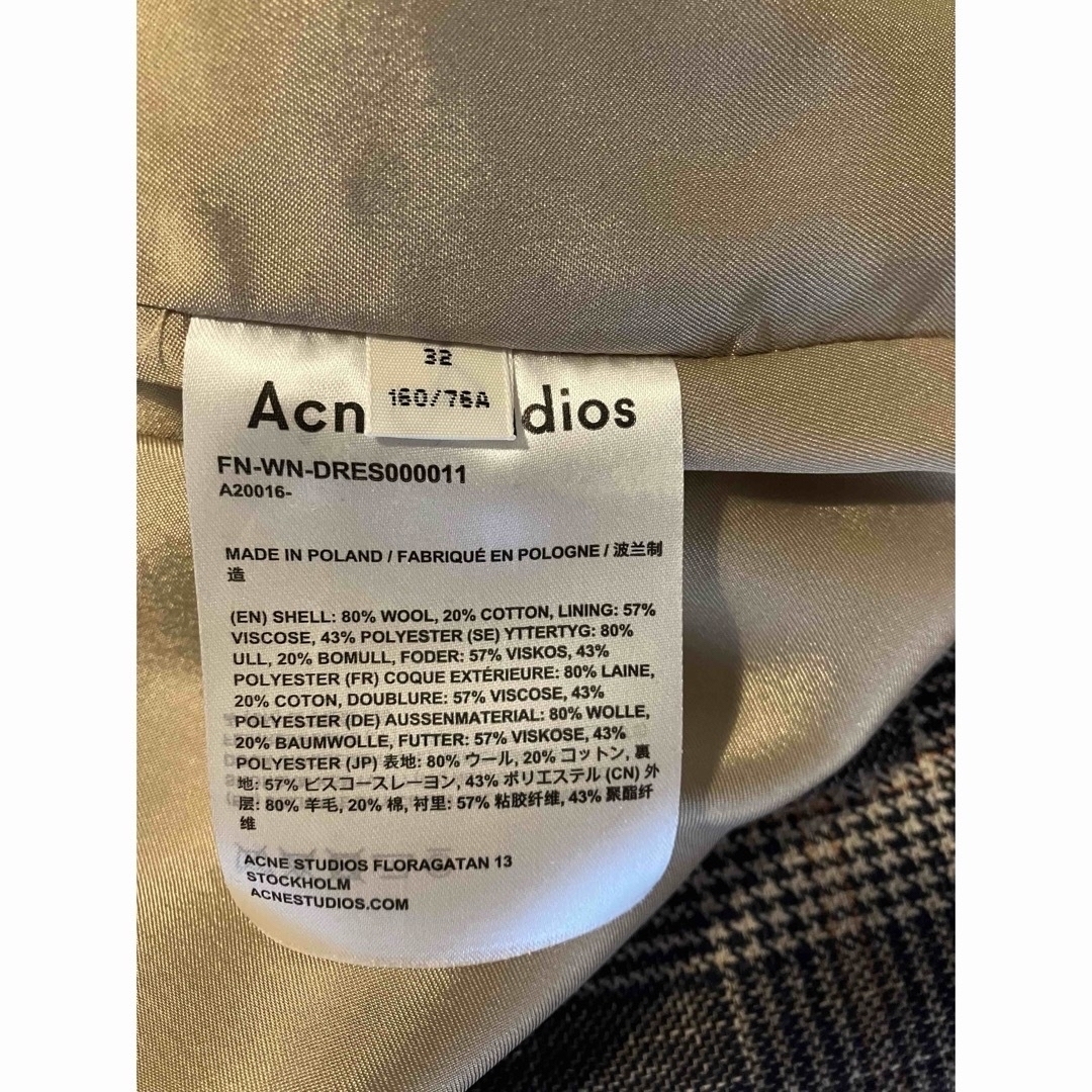 Acne Studios(アクネストゥディオズ)の新品Acne Studios  ワンピース　サイズ32 レディースのワンピース(ひざ丈ワンピース)の商品写真