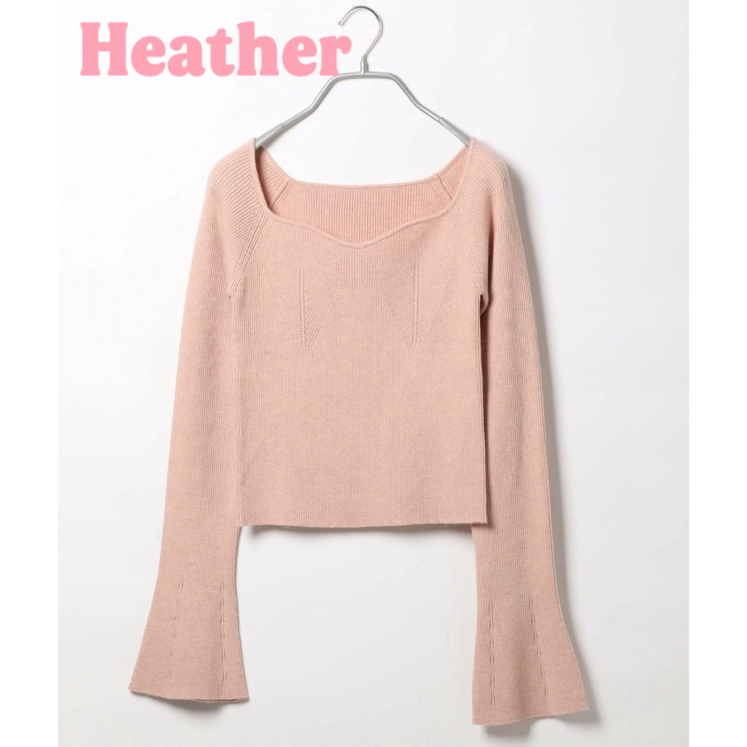 heather(ヘザー)の【Heather】ハートネックニット　ピンク レディースのトップス(ニット/セーター)の商品写真