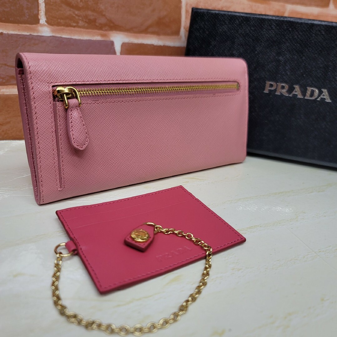 PRADA(プラダ)の美品 希少PRADA☆鑑定済☆サフィアーノ リボン ピンク プラダ財布 レディースのファッション小物(財布)の商品写真