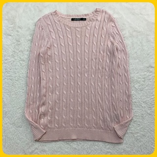ラルフローレン(Ralph Lauren)のローレンラルフローレン 長袖 薄手 ケーブル ニット セーター XXS ピンク(ニット/セーター)