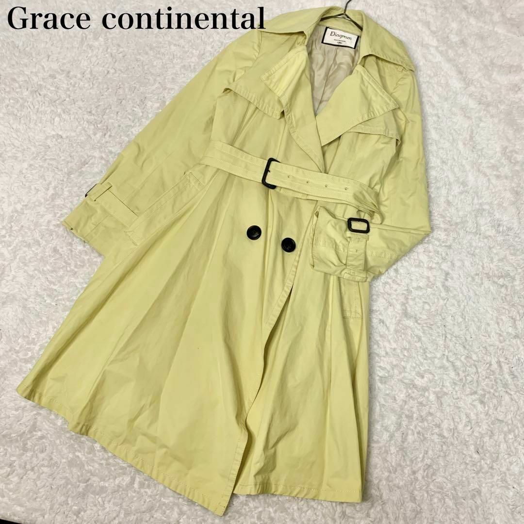 GRACE CONTINENTAL(グレースコンチネンタル)のGRACE CONTINENTAL Diagram コート　スプリング　イエロー レディースのジャケット/アウター(トレンチコート)の商品写真