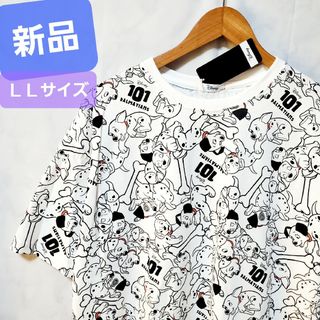 ディズニー(Disney)の新品 101匹わんちゃん Tシャツ ディズニー 半袖 総柄 ダルメシアン 白(Tシャツ(半袖/袖なし))