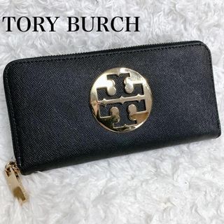 トリーバーチ(Tory Burch)のTORY BURCH トリーバーチ　ロゴ　金具　ブラック　ラウンドファスナー(財布)