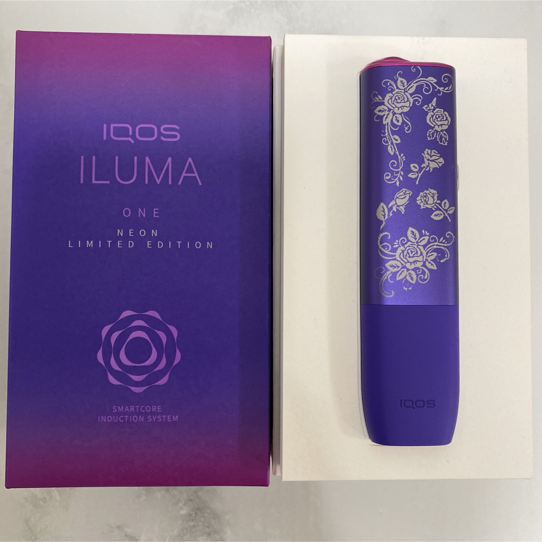 IQOS(アイコス)のiQOS ILUMA ONE アイコス イルマワン バラ 加工 ネオン 紫 限定 メンズのファッション小物(タバコグッズ)の商品写真