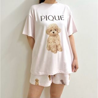 ジェラートピケ♡ピンク♡トイプードル柄Tシャツ&ショートパンツ セット♡