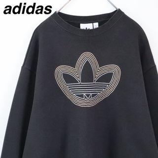 adidas - 【希少】アディダス／スウェット　XLサイズ　ビッグロゴ刺繍　センターロゴ　裏起毛