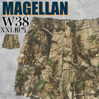 【美品】MAGELLAN ハーフパンツ W38 XXL相当 リアルツリー柄 古着(ショートパンツ)