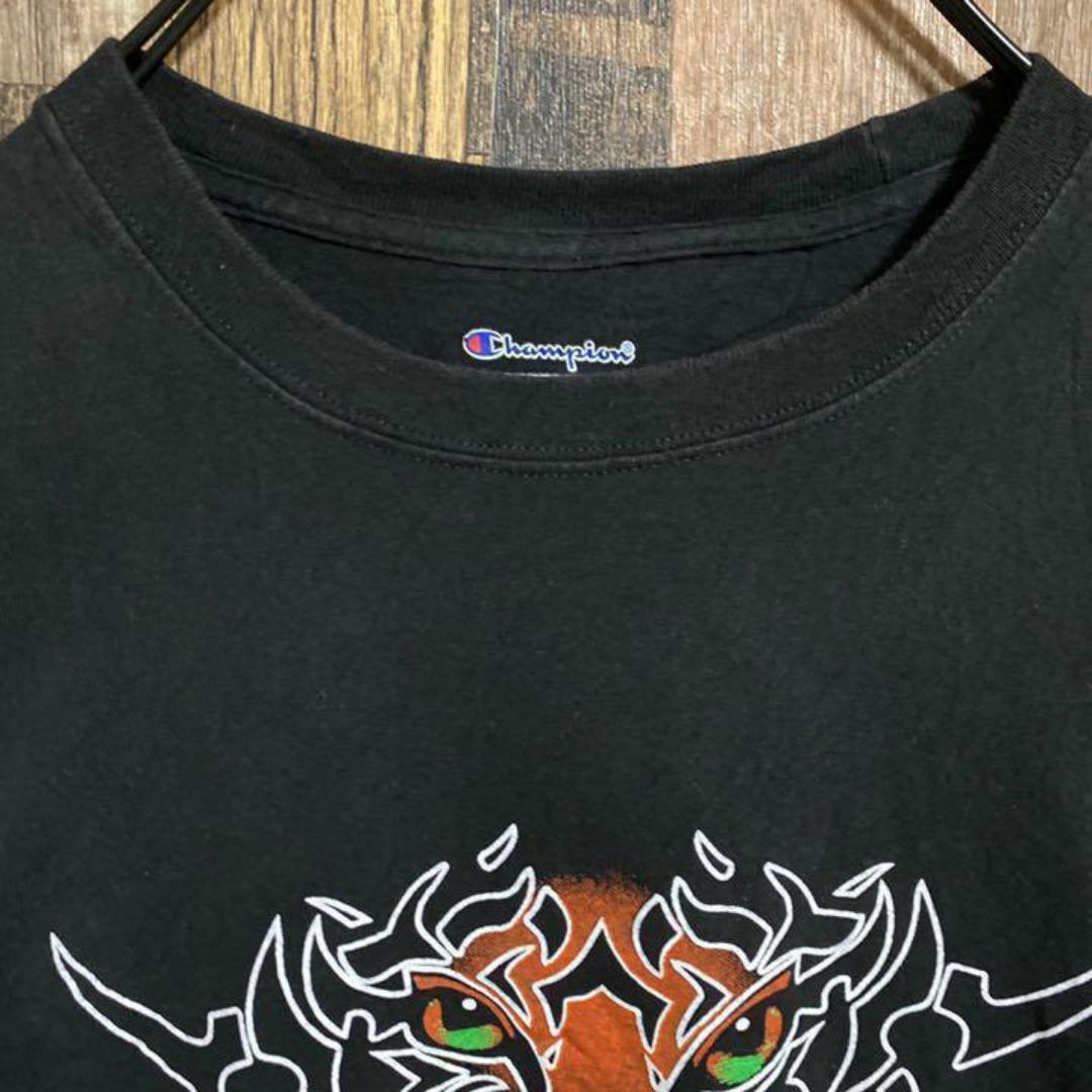 Champion(チャンピオン)のチャンピオン アイアン タイガー ジム ロゴ Tシャツ USA古着 半袖 黒 メンズのトップス(Tシャツ/カットソー(半袖/袖なし))の商品写真