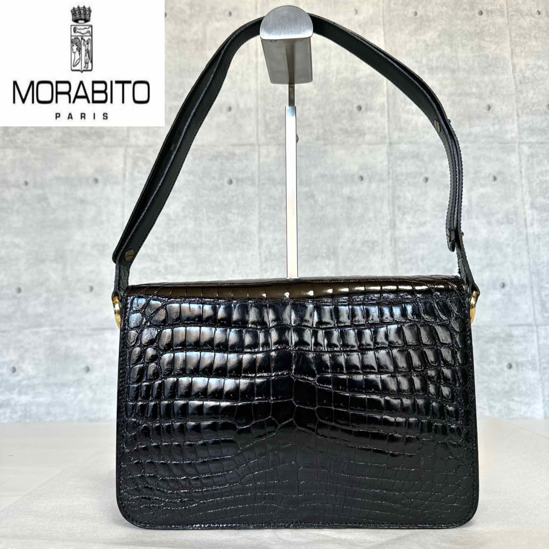 MORABITO(モラビト)の【良品】MORABITO シャイニングクロコダイル ブラック ワンハンドルバッグ レディースのバッグ(ハンドバッグ)の商品写真