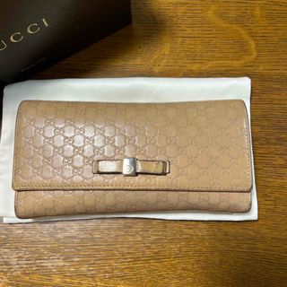 Gucci - GUCCI マイクログッチシマ　長財布　リボン