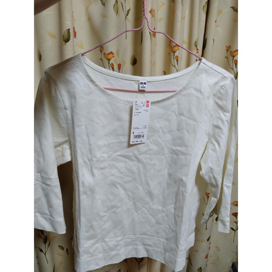 ユニクロ　マーセライズコットン　ワイドスリーブT（七分袖） レディースのトップス(Tシャツ(長袖/七分))の商品写真